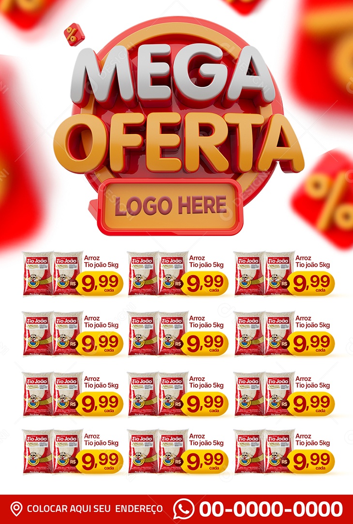 Social Media Encarte Mega Oferta Supermercado PSD Editável