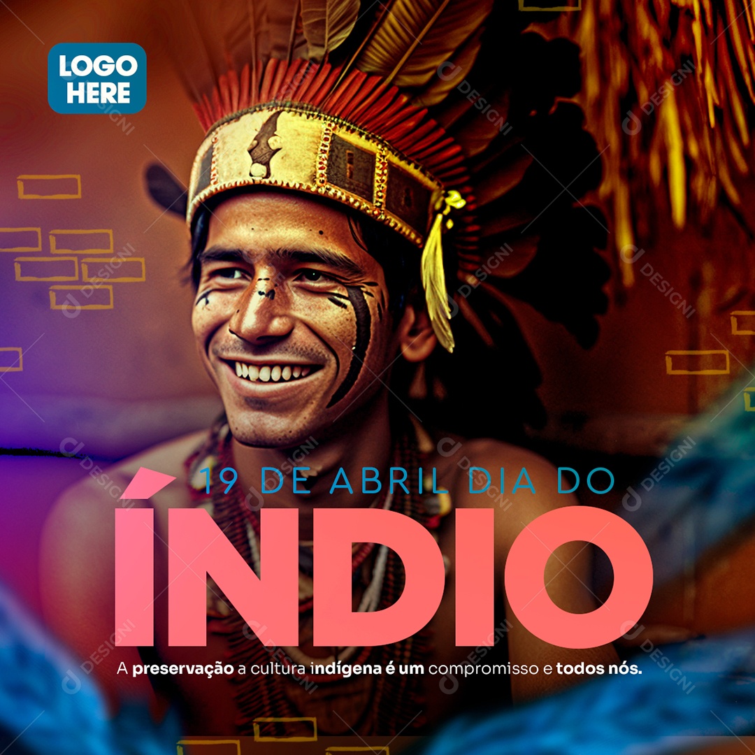 Social Media Dia Do Índio Cultura Indígena PSD Editável