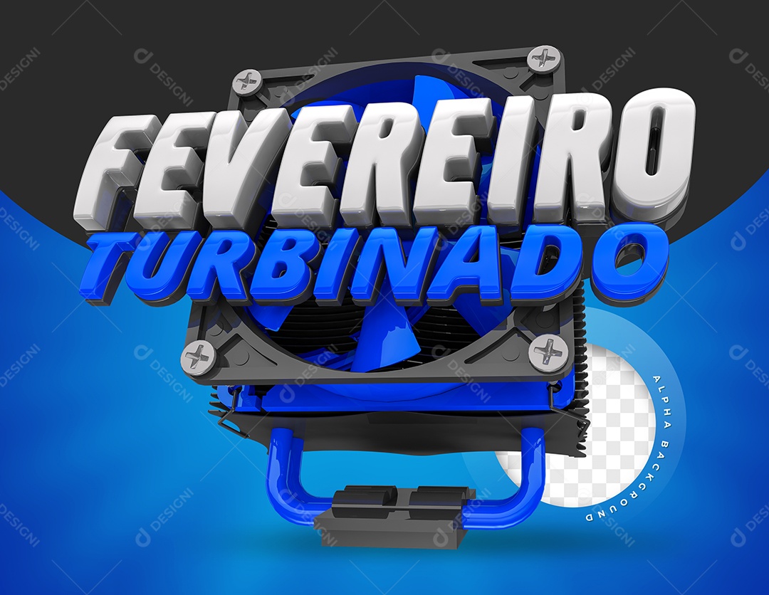 Selo 3D Para Composição Fevereiro Turbinado PSD