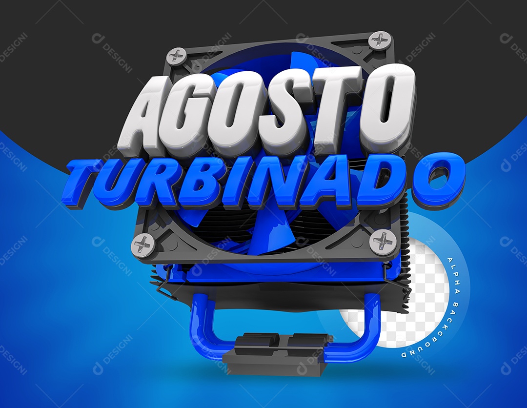Selo 3D Para Composição Agosto Turbinado PSD