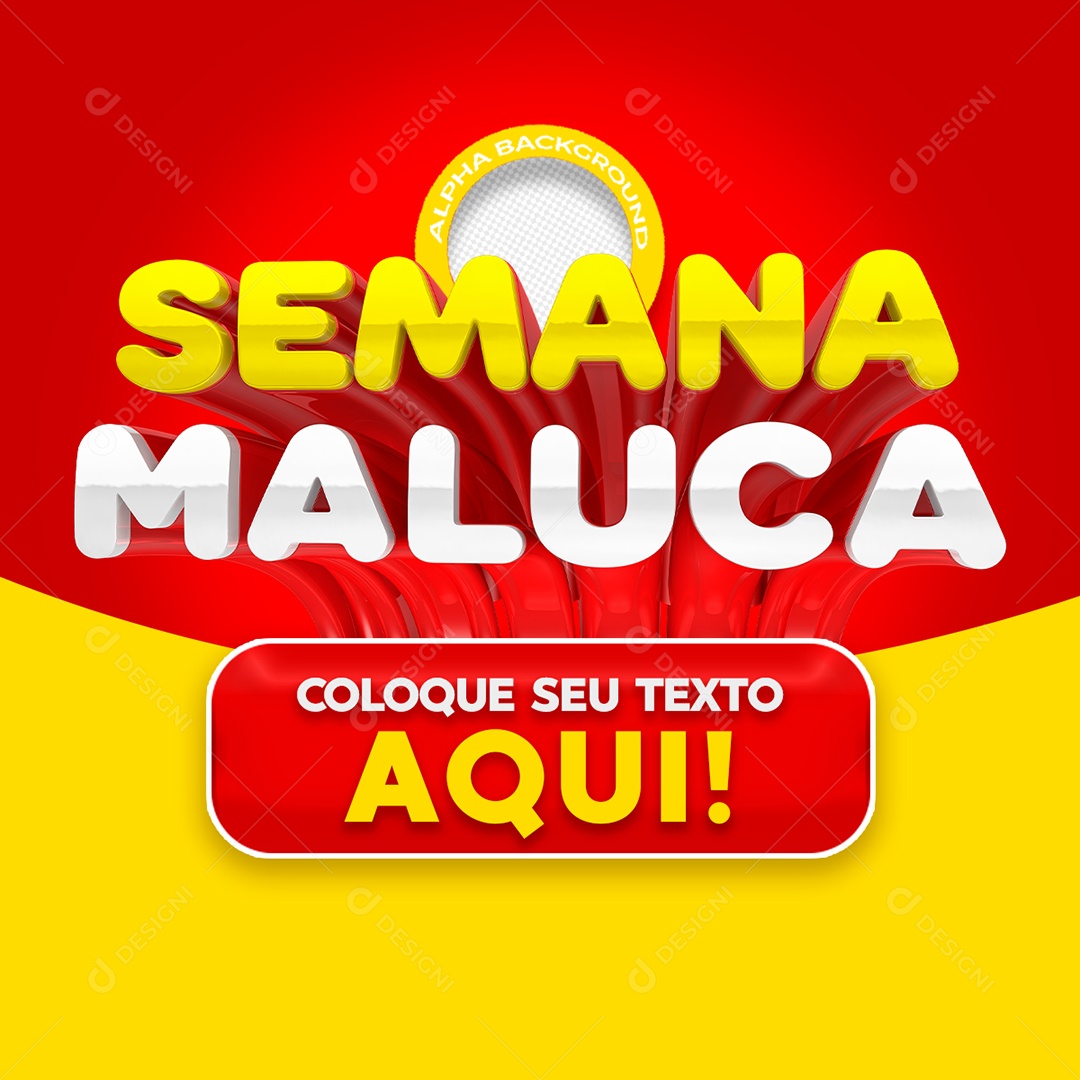 Selo 3D Para Composição Semana Maluca PSD