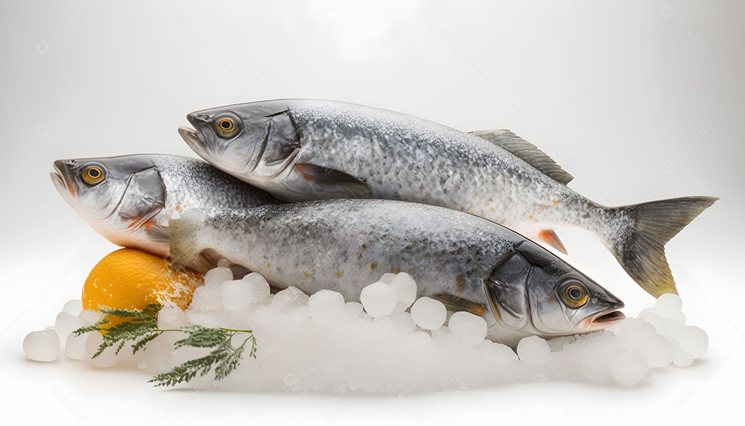 Peixe Congelado Na Mesa Imagem Inteligência Artificial