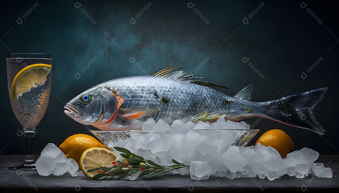 Peixe Congelado Realista Imagem Inteligência Artificial