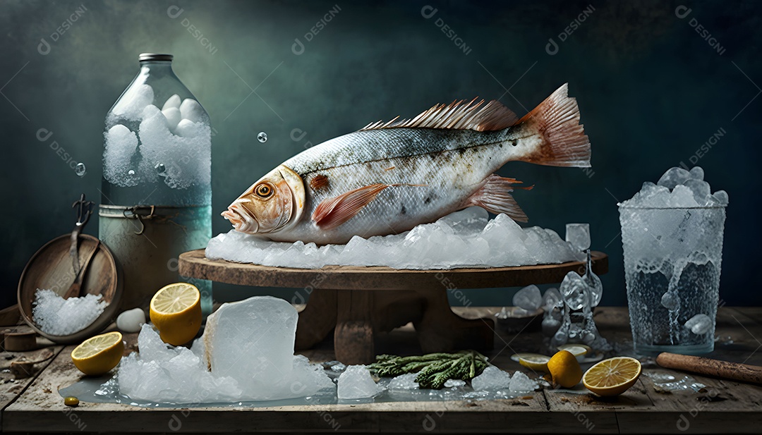 Peixe Congelado Realista Imagem Inteligência Artificial
