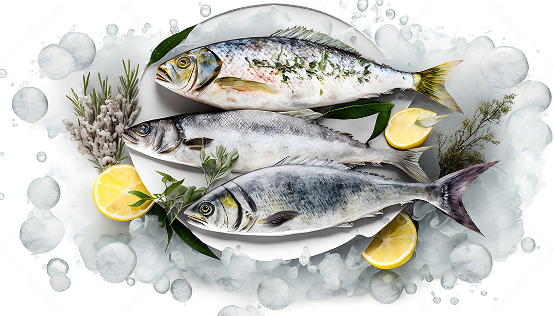 Peixes Congelados Realista Imagem Inteligência Artificial