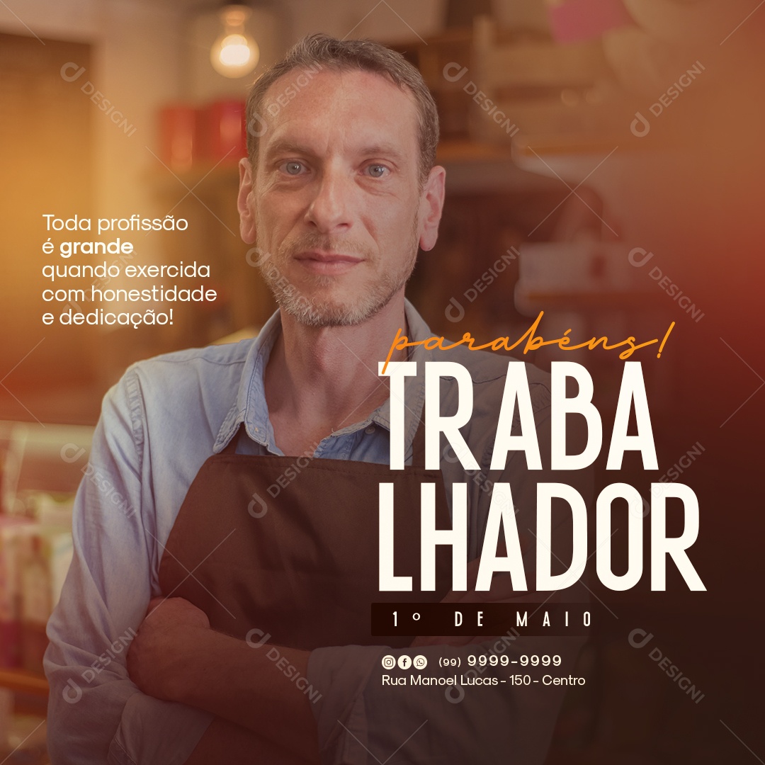 Dia do Trabalhador 1 de Maio Social Media PSD Editável