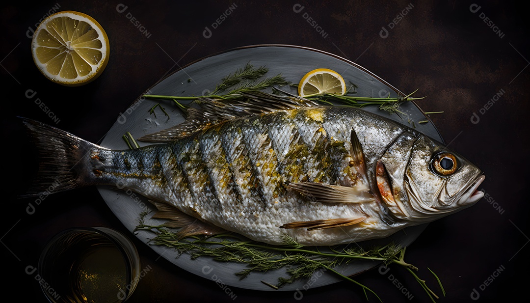 Peixe Com Temperos Realista Imagem Inteligência Artificial