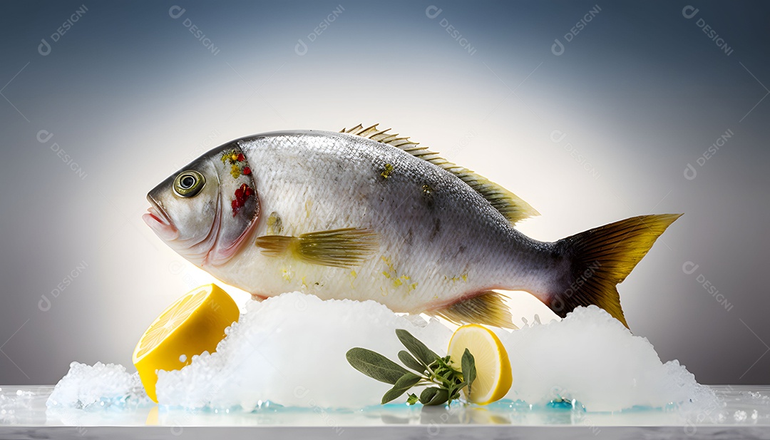 Peixe Congelado Realista Imagem Inteligência Artificial
