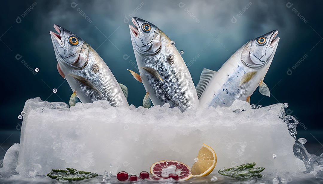 Peixe Congelado Realista Imagem Inteligência Artificial