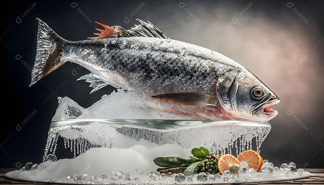 Peixe Cru Realista Imagem Inteligência Artificial