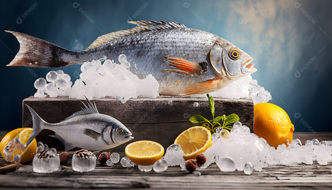 Peixe Cru Realista Imagem Inteligência Artificial