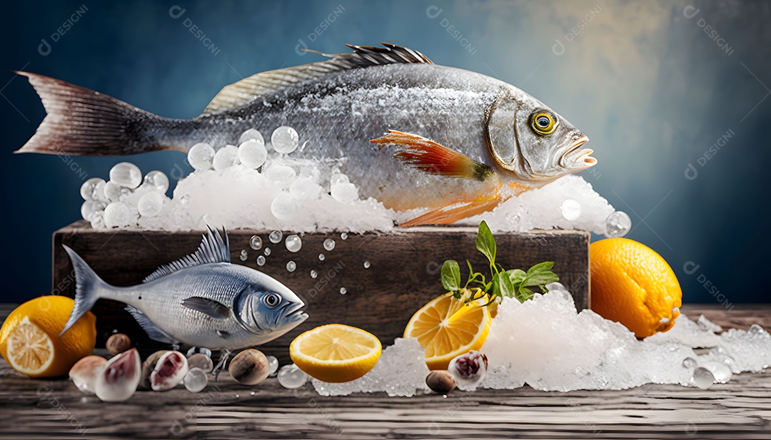 Peixe Cru Realista Imagem Inteligência Artificial