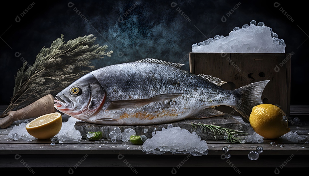 Peixe Cru Realista Imagem Inteligência Artificial