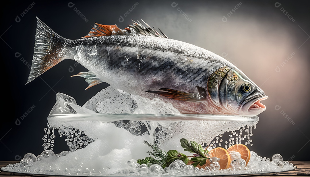 Peixe Cru Realista Imagem Inteligência Artificial