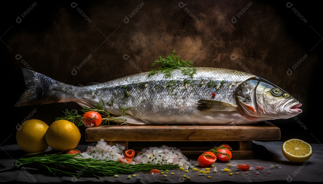 Peixe Cru Realista Imagem Inteligência Artificial