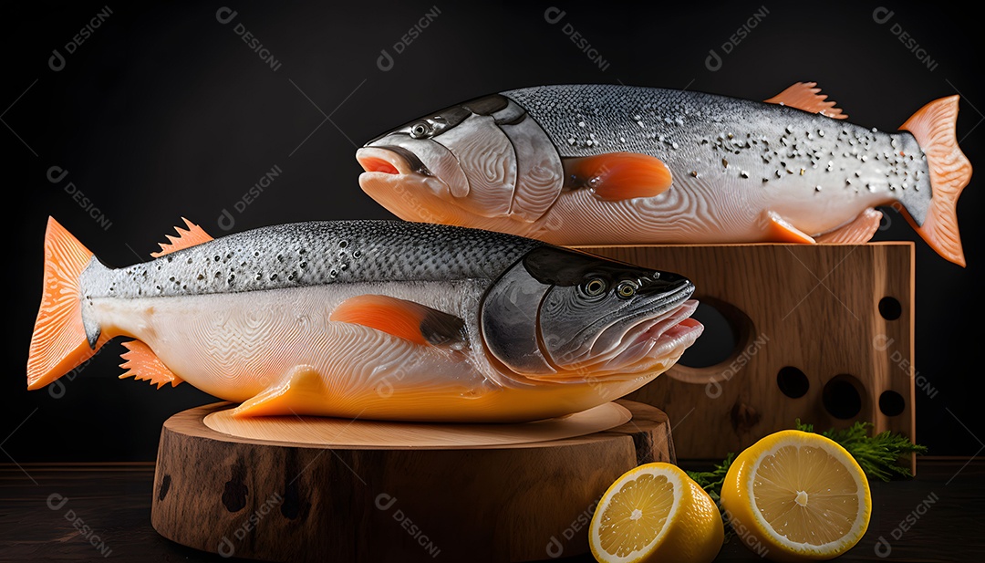 Salmão Cru Realista Imagem Inteligência Artificial