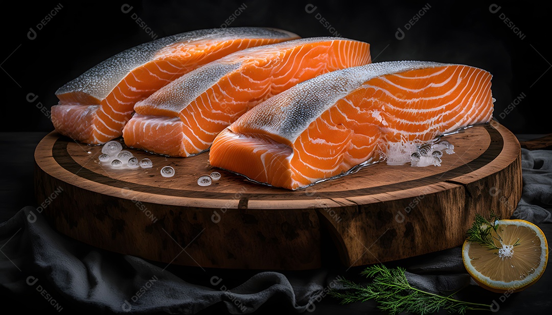 Salmão Cru Realista Imagem Inteligência Artificial