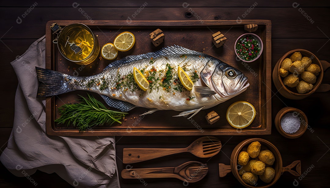 Peixe Com Temperos Realista Imagem Inteligência Artificial