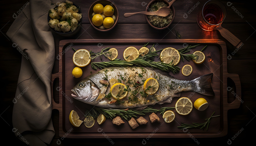 Peixe Com Temperos Realista Imagem Inteligência Artificial