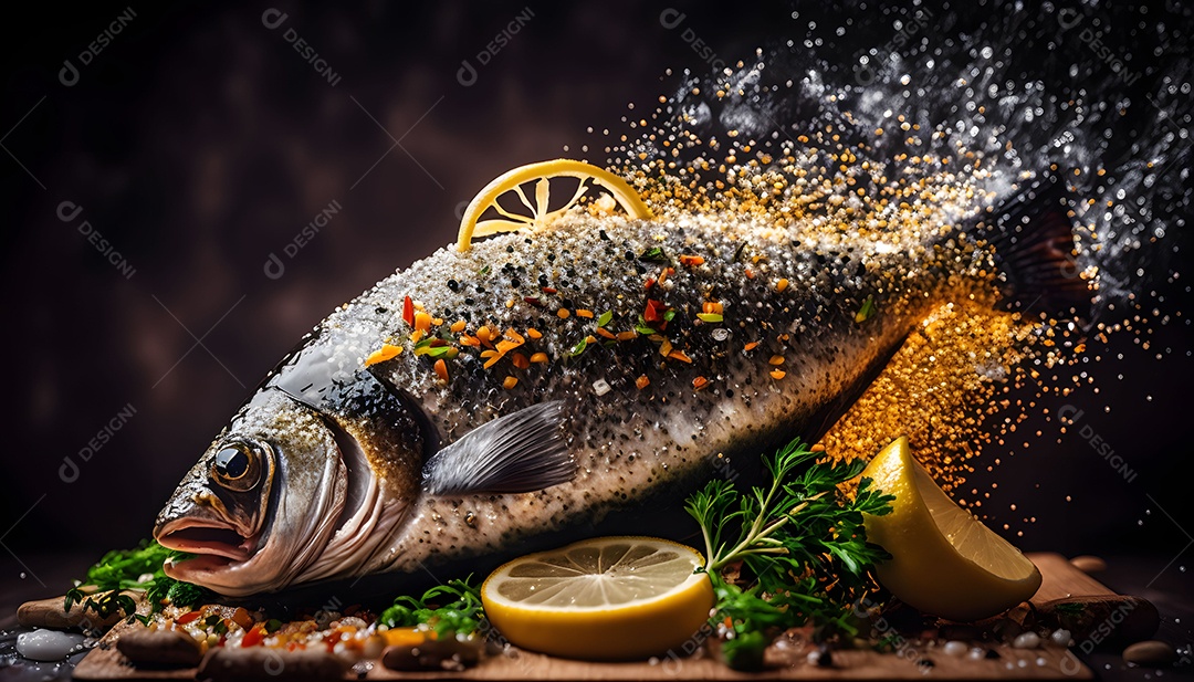 Peixe Com Temperos Realista Imagem Inteligência Artificial