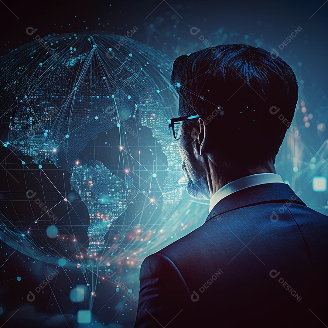 Ilustração de homem conectado na internet