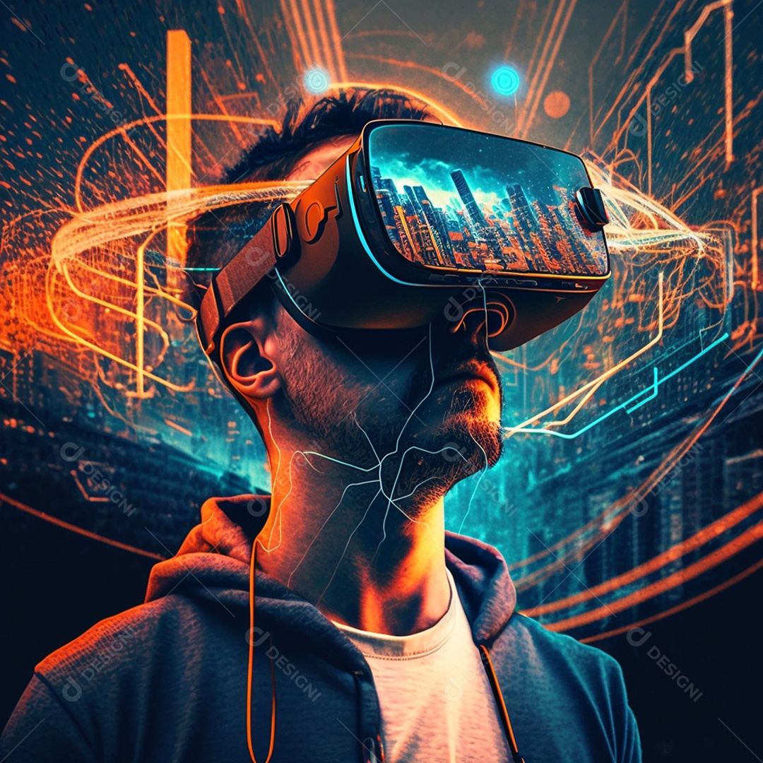 Homem com óculos de realidade virtual