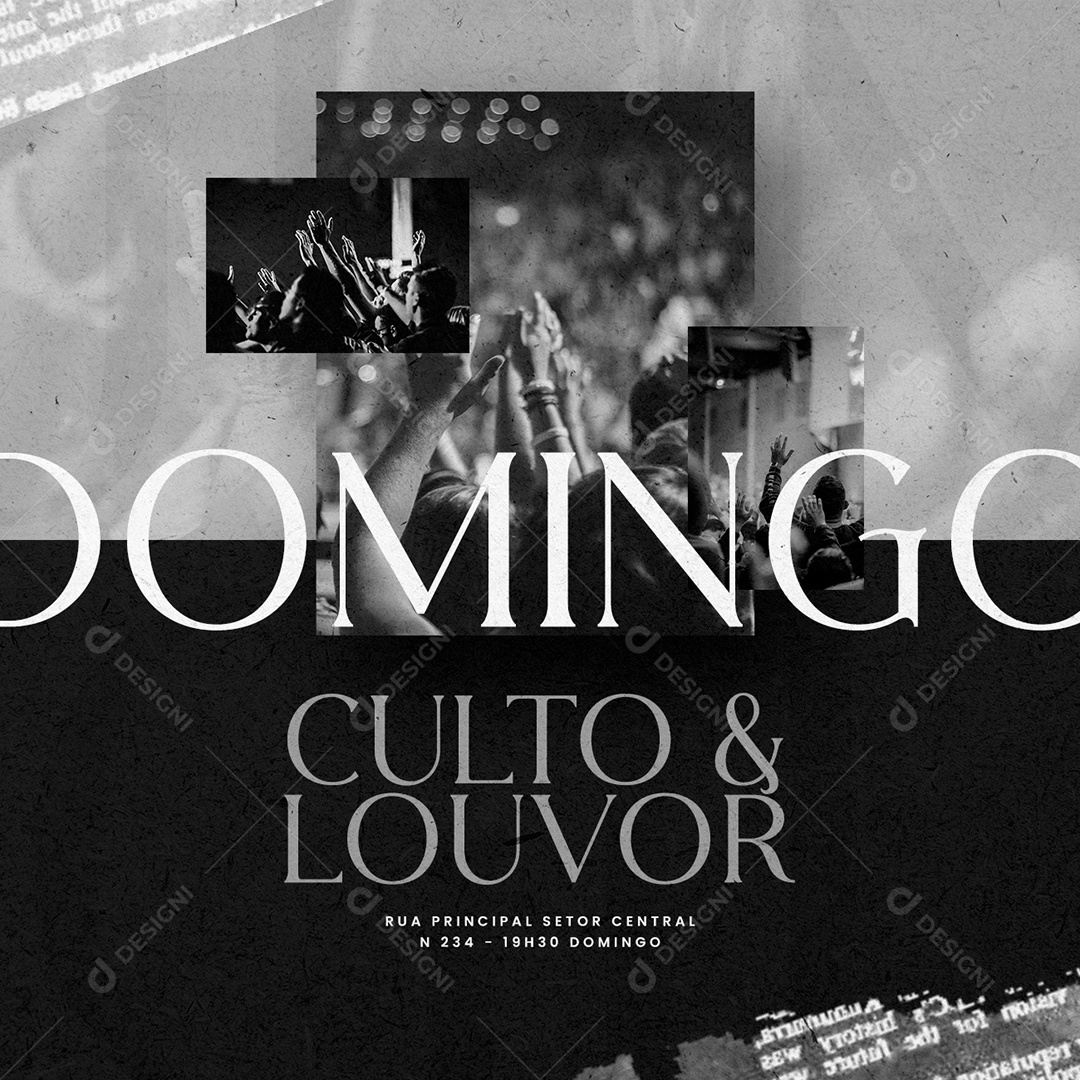 Domingo Culto & Louvor Gospel Social Media PSD Editável