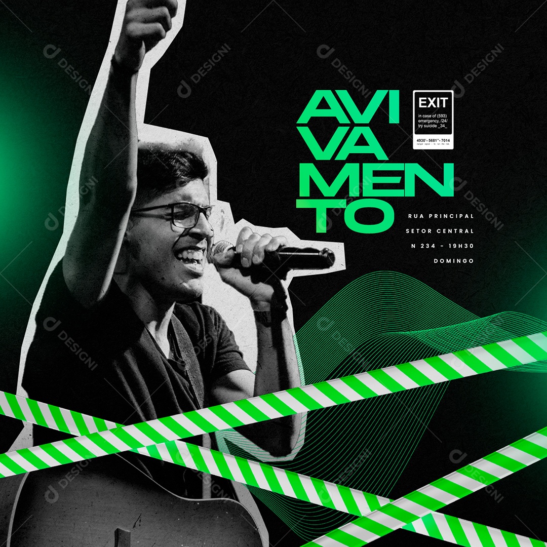 Avivamento Culto Igreja Gospel Social Media PSD Editável