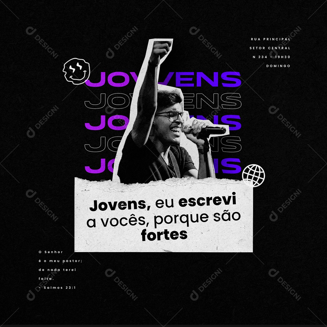 Jovens Eu Escri A Vocês Porque São Fortes Gospel Social Media PSD Editável