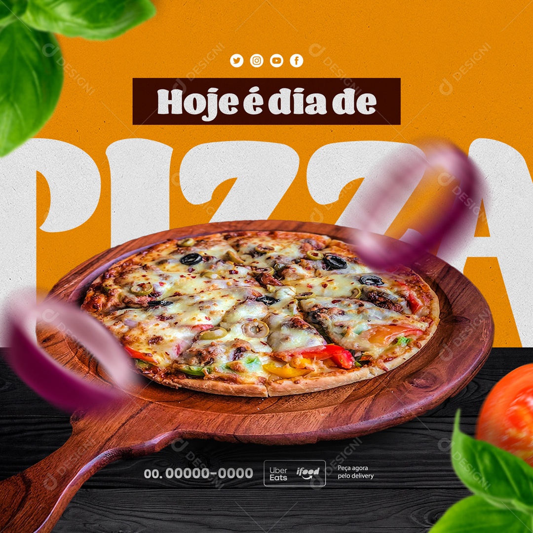 Hoje é Dia de Pizza Pizzaria Social Media PSD Editável