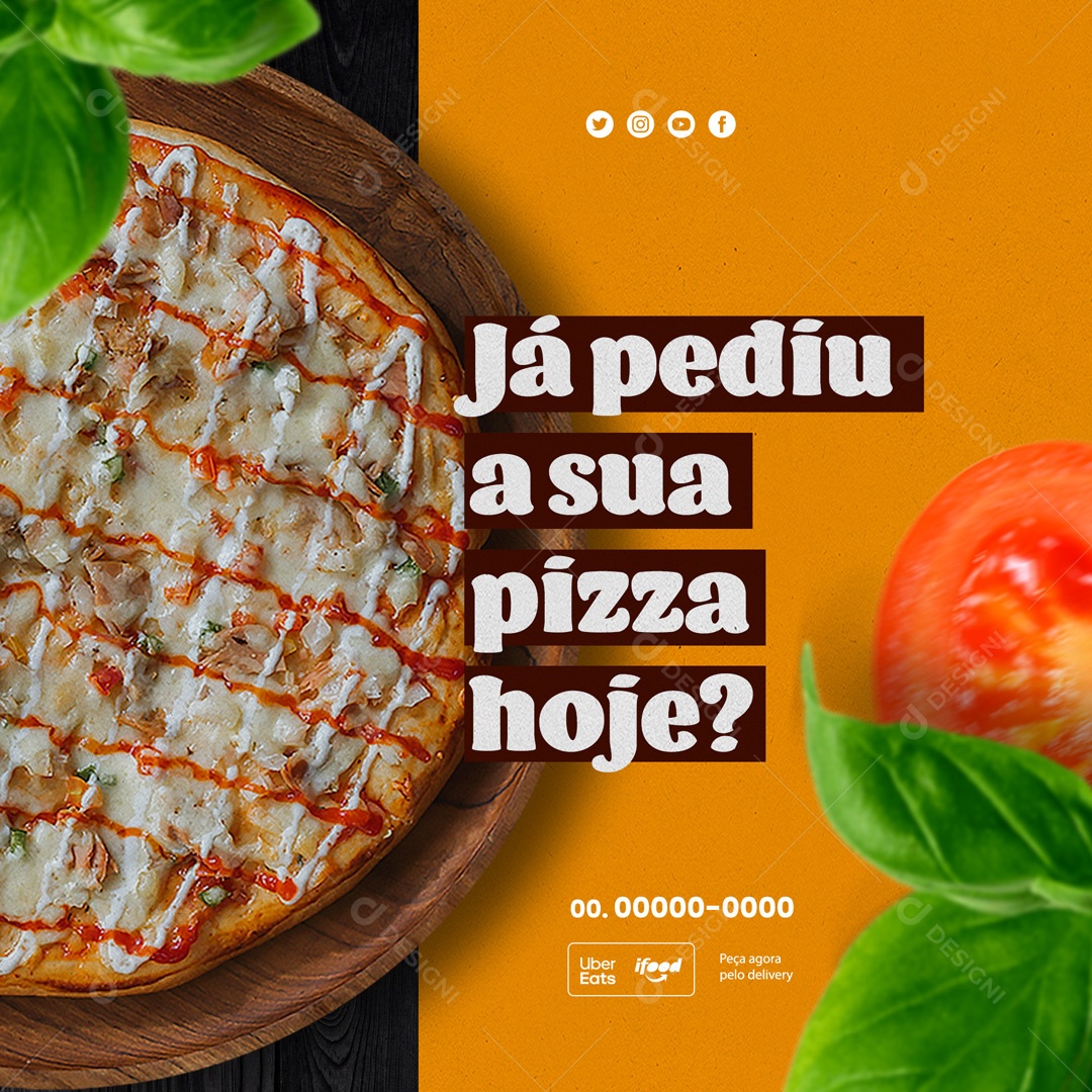 Já Pediu Sua Pizza Hoje? Pizzaria Social Media PSD Editável