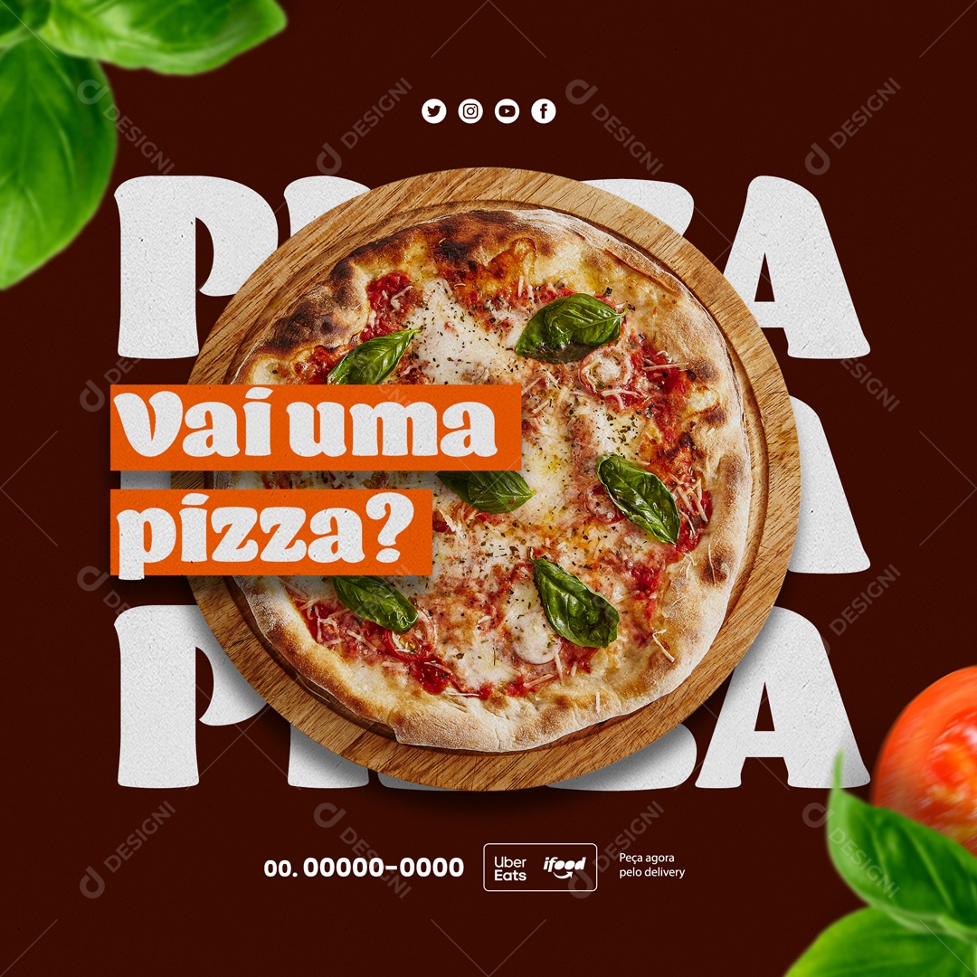 Vai Uma Pizza? Pizzaria Social Media PSD Editável