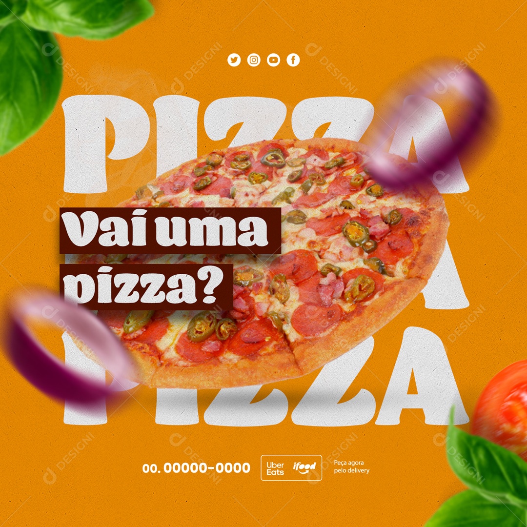 Vai Uma Pizza? Pizzaria Social Media PSD Editável