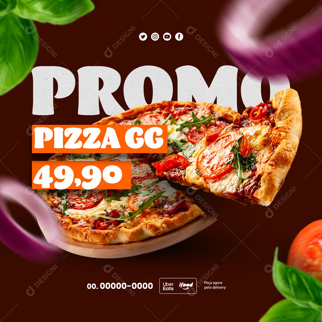 Promo Pizza GG Pizzaria Social Media PSD Editável