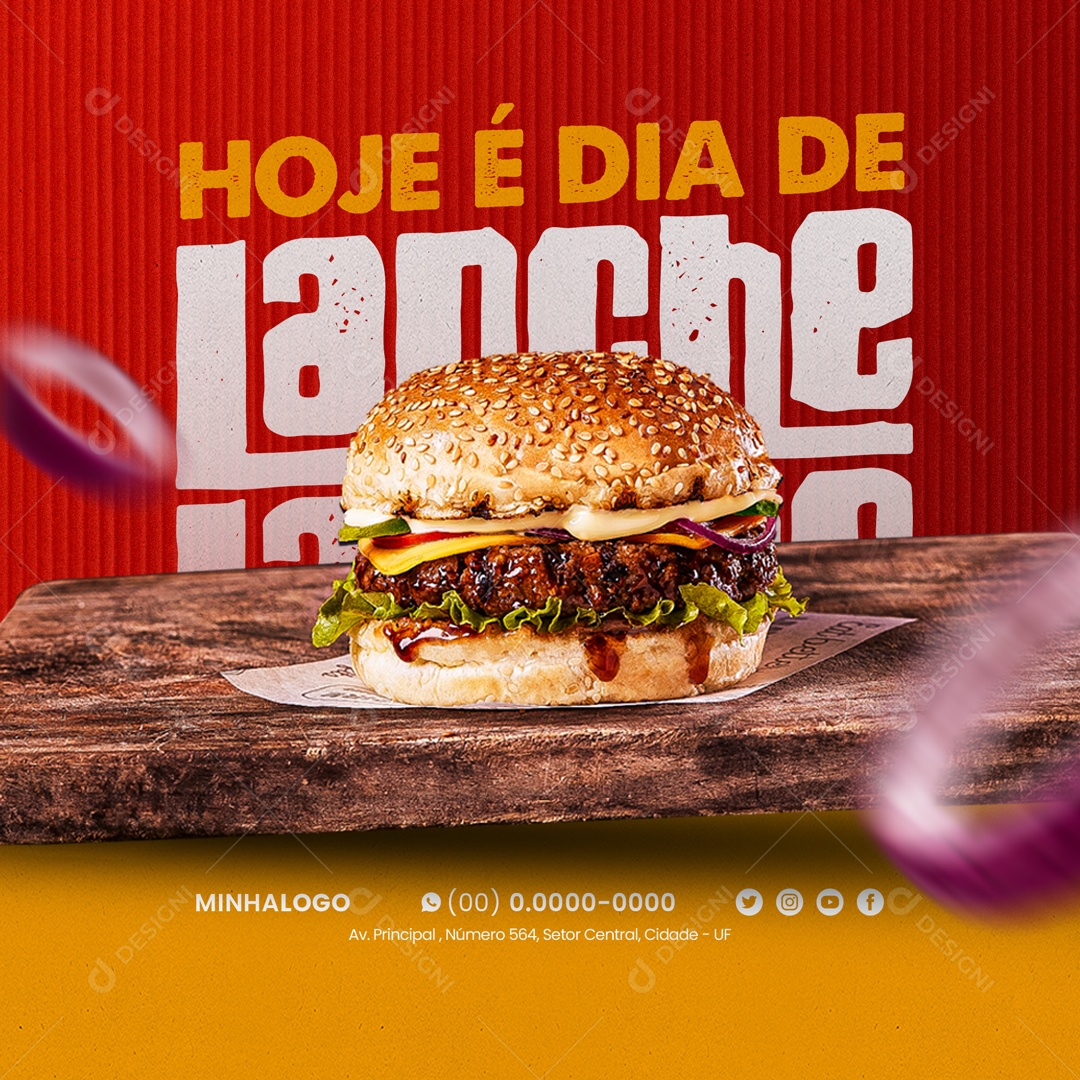 Hoje é Dia de Lanche Hamburgueria Social Media PSD Editável
