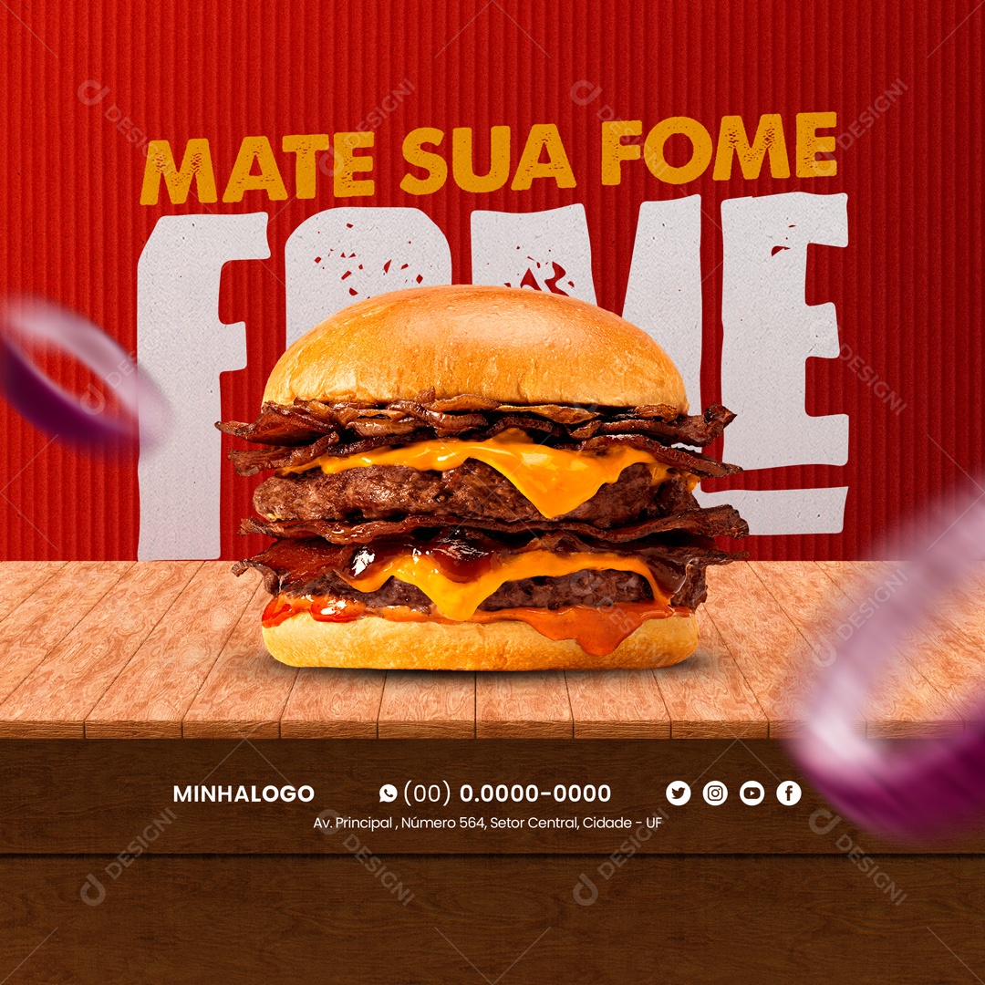 Mate Sua Fome Hamburgueria Social Media PSD Editável