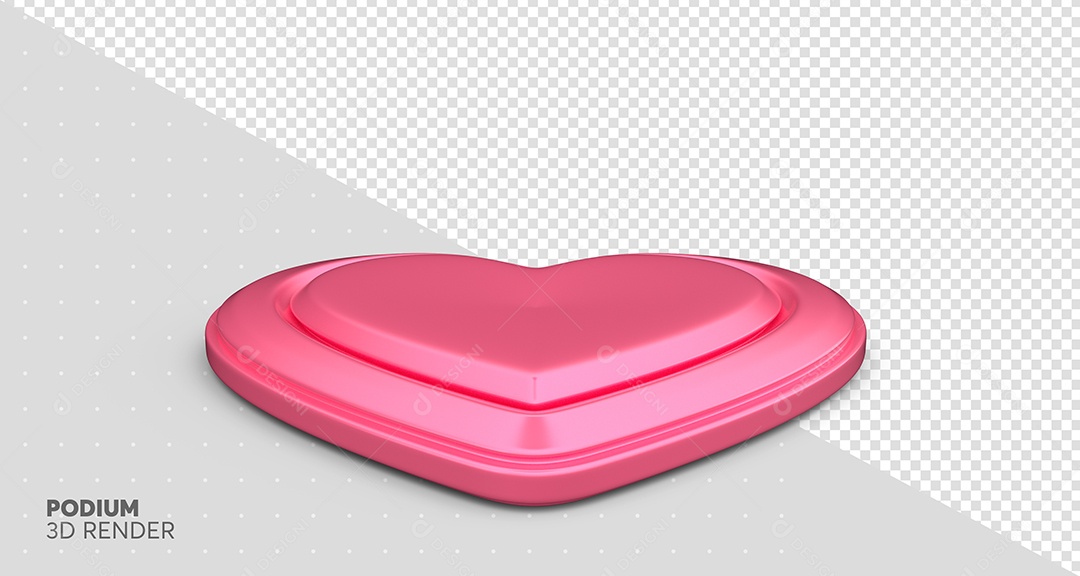 Pódio Com Forma De Coração Elemento 3D Rosa Para Composição PSD