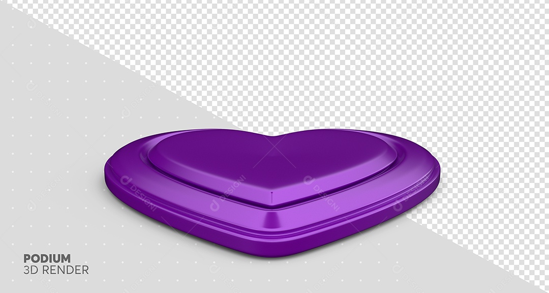 Pódio Com Forma De Coração Elemento 3D Roxo Para Composição PSD