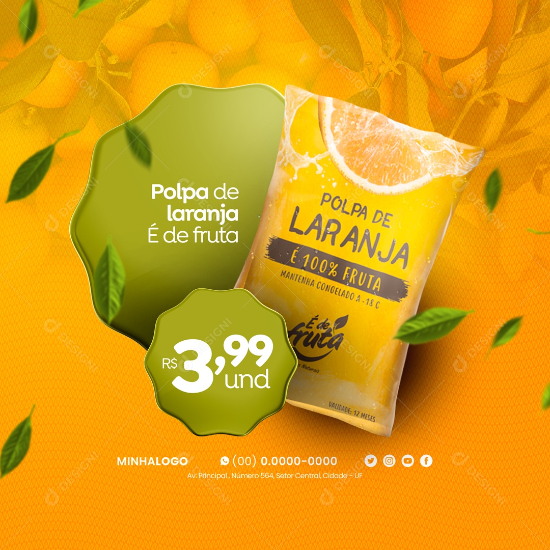 Polpa de Laranja Social Media PSD Editável
