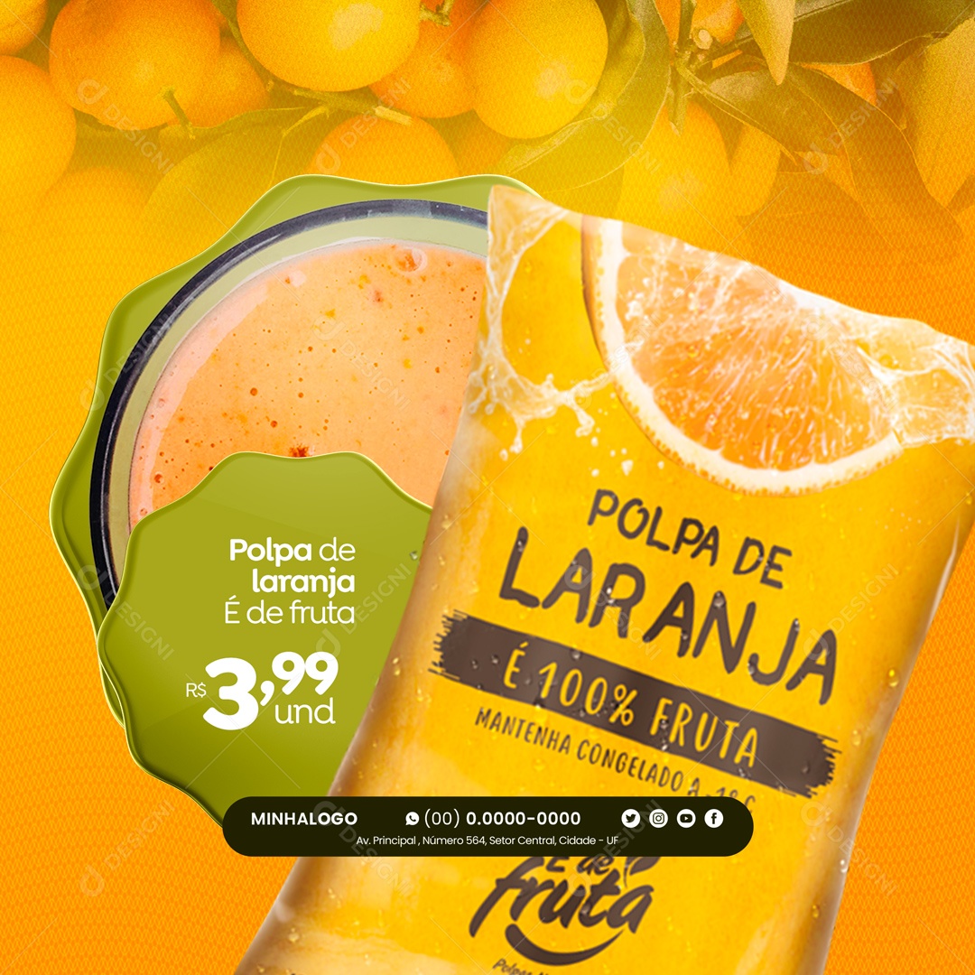 Polpa de Laranja Social Media PSD Editável