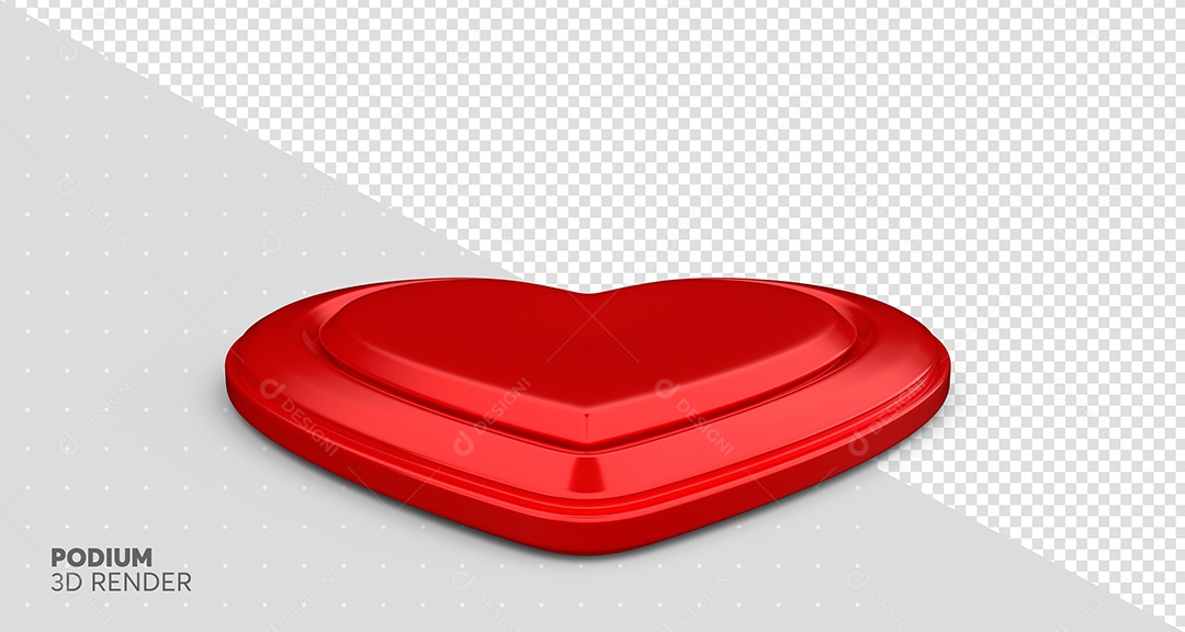 Pódio Com Forma De Coração Elemento 3D Vermelho Para Composição PSD