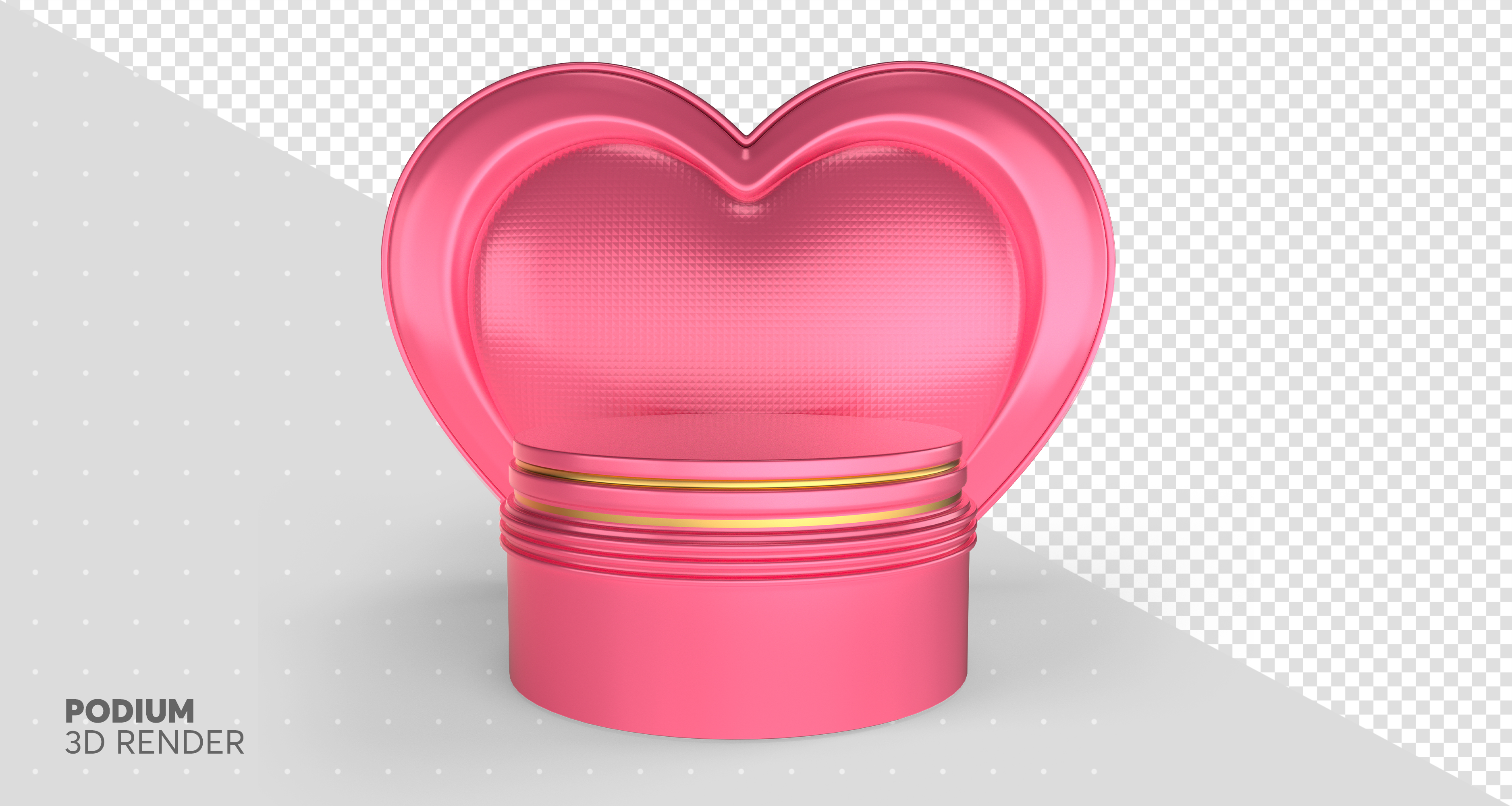 Pódio Com Forma De Coração Elemento 3D Rosa Para Composição PSD