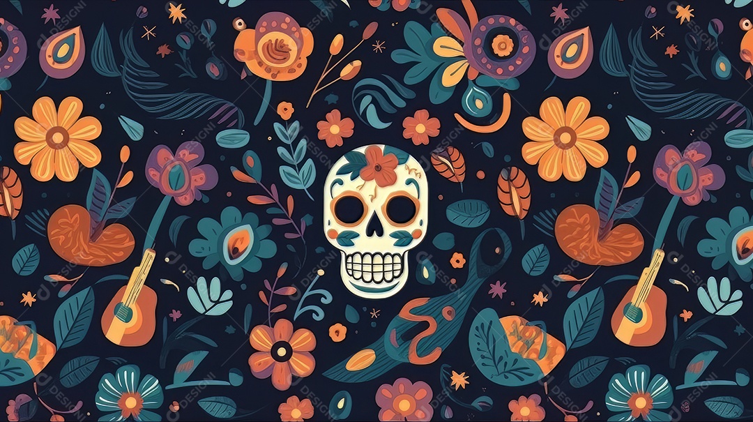 Vetor padrão dia de muertos em design plano Cinco de Mayo, momento decisivo do México.