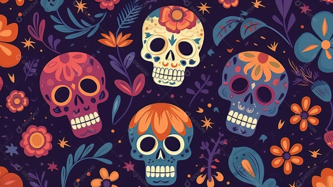 Vetor padrão dia de muertos em design plano Cinco de Mayo, momento decisivo do México.