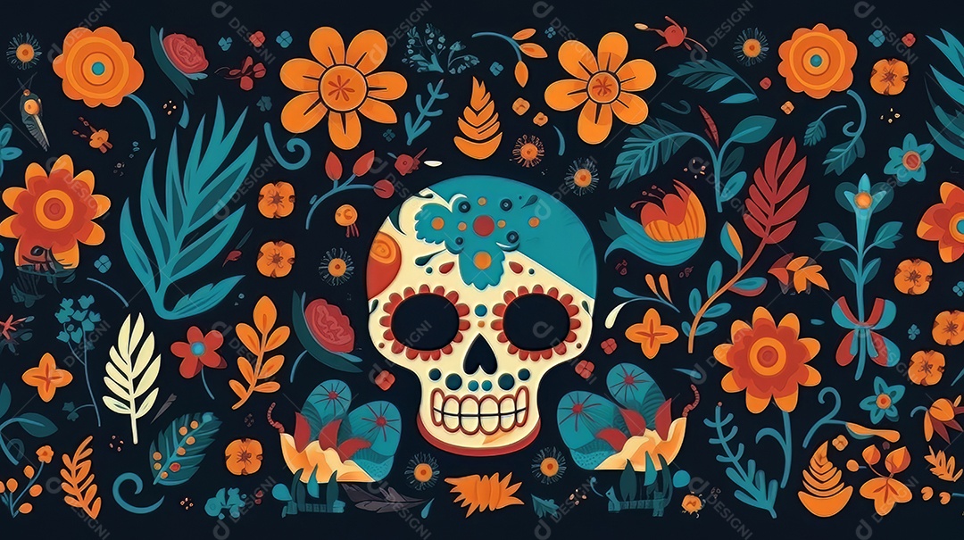 Vetor padrão dia de muertos em design plano Cinco de Mayo, momento decisivo do México.
