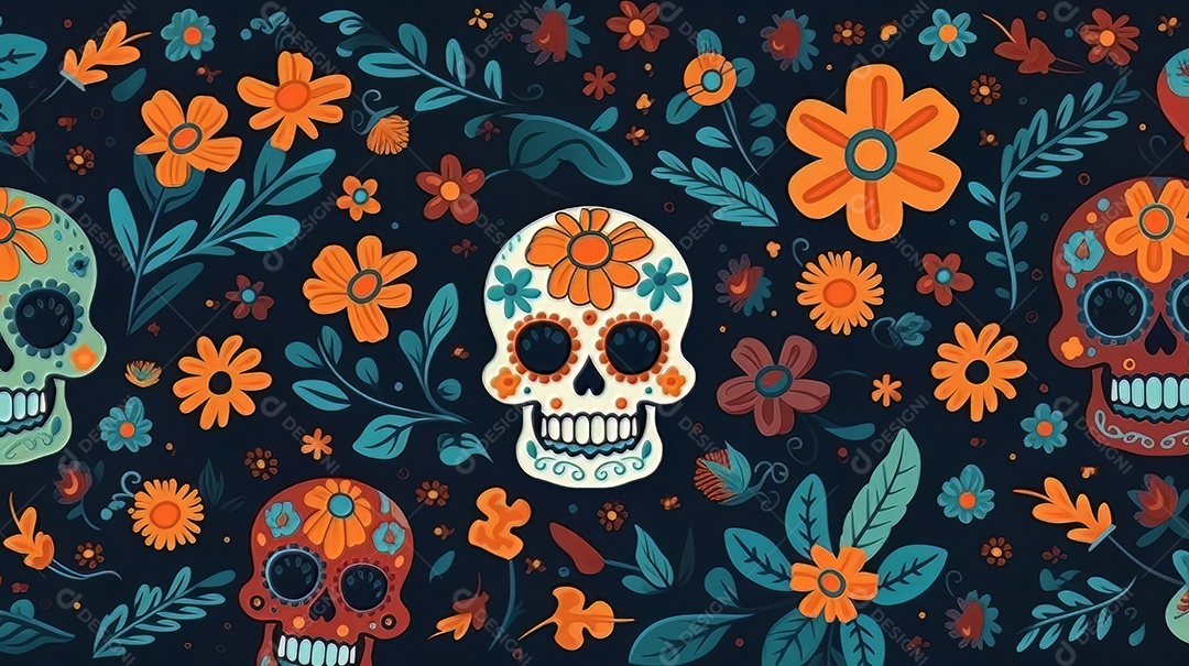 Vetor padrão dia de muertos em design plano Cinco de Mayo, momento decisivo do México.