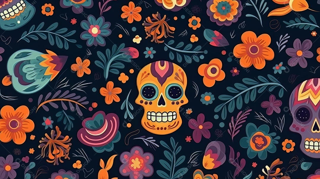 Vetor padrão dia de muertos em design plano Cinco de Mayo, momento decisivo do México.