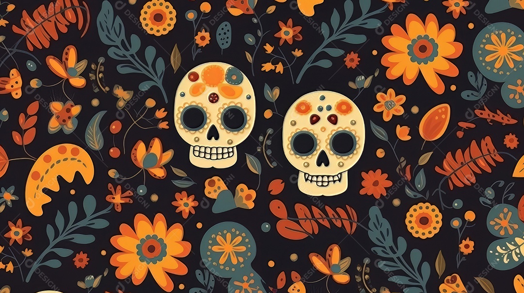 Vetor padrão dia de muertos em design plano Cinco de Mayo, momento decisivo do México.