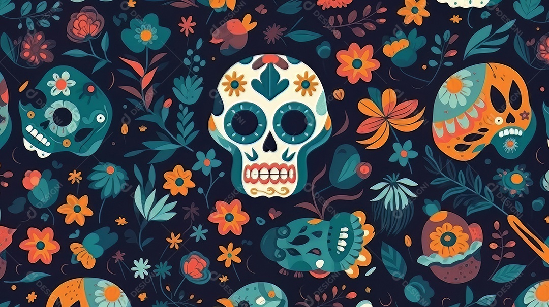 Vetor padrão dia de muertos em design plano Cinco de Mayo, momento decisivo do México.