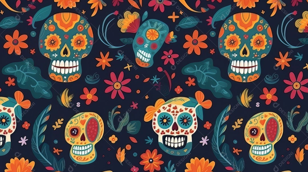 Vetor padrão dia de muertos em design plano Cinco de Mayo, momento decisivo do México.